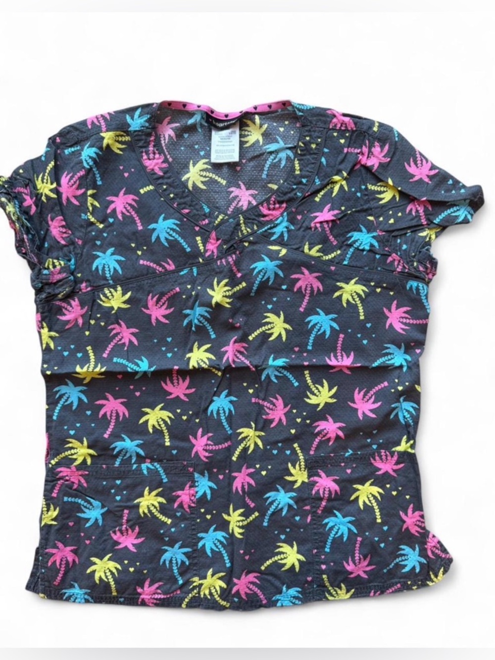 HeartSoul Palm Trees Scrub Top Size Medium
